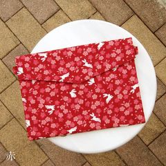 御朱印帳袋（ご朱印帳ポーチ） 花うさぎ(赤)