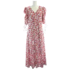 リリーブラウン Lily Brown 23SS フローラルプリントワンピース マキシ ロング 半袖 花柄 1 赤 レッド 白 ホワイト LWFO231060 /HN