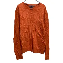 TOMMY HILFIGER ニット セーター XL オレンジ ビッグサイズ トミーヒルフィガー Vネック 古着卸 アメリカ仕入 a703-5004