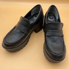 【24.5cm】YOSUKE ヨースケ 厚底 コインローファー/レディース シューズ スニーカー/ブラック系 黒/合成皮革 合皮 フェイクレザー/8310002 01 245/ 服飾 (78-2025-0725-KO-006)