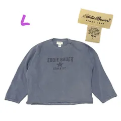 エディーバウアーEddieBauer古着プリントスウェットトレーナーLグレー