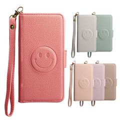 iPhone7 iPhone8 iPhoneSE 2 3 ラズベリーピンク スマホケース iPhone11 カバー 韓国 シンプル にこちゃん スマイル カード入れ TPU 合皮レザー iPhone12 iPhone12Pro ストラップ