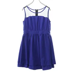 美品 Ray Beams レイビームス ノースリーブ ミニワンピース 0 ブルー シースルー レディース 古着