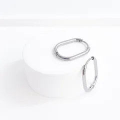 付けっぱなしOK！シンプル 長方形 ステンレスフープピアス【ste68】