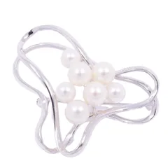 MIKIMOTO ミキモト リースモチーフ ブローチ シルバー/パール7粒【い