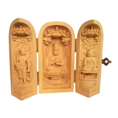 不動明王 不動明王像 栗田包教 木彫 彫刻 サイズ45×21cm 不動明王 立像 高さ29.5cm 柘植製 木彫り 仏像 : 仏像と縁起物の