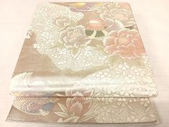 平和屋着物◎六通柄袋帯　鴛鴦花文　金銀糸　正絹　逸品　AAAR8395yx