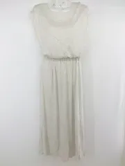 ◇ HUMAN WOMAN ヒューマンウーマン ノースリーブ ロング ワンピース サイズM ホワイト グレー レディース P  【1301190014105】