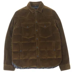 極美品△MONCLER GRENOBLE モンクレール グルノーブル 22-23AW GELT コットン ロゴワッペン コーデュロイ ダウンジャケット ブラウン 2 正規品 メンズ