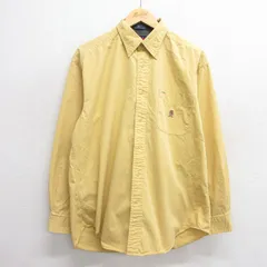XL/古着 トミーヒルフィガー 長袖 ブランド シャツ メンズ 90s ワンポイントロゴ コットン ボタンダウン 黄 イエロー 25mar21 中古 トップ