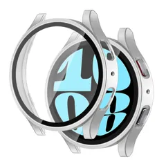 【新着商品】指紋防止 高透過率 タッチ感度が良い 耐衝撃 超薄型 傷防止 強化ガラス 保護ケース 44mm、pc 40mm 40mm 高感度 カバー カバー galaxyウォッチ6 メンズ、コンパチブル レディース スクリーンプロテクター付き(44mm、シルバ