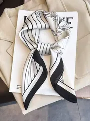 アクセサリー レディース スカーフ 1枚 サテンライクポリエステル模造シルク フローラル 印刷 正方形スカーフ、春夏用