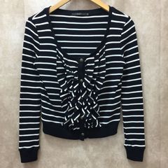 SEVENTY セブンティ ボーダー柄 カーディガン サイズ42 ボレロ フリル