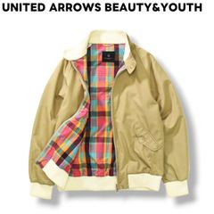 【人気】 ユナイテッドアローズ ビューティー&ユース UNITED ARROWS BEAUTY&YOUTH 裏地チェック柄 スウィングトップ ジャケット ブルゾン L ベージュ メンズ