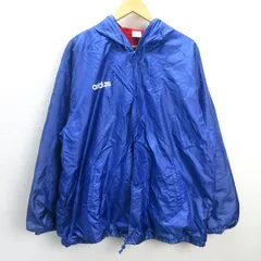 H■90s■アディダス/adidas ビッグトレフォイルロゴ フーディナイロンジャケット【L-O】青/MENS■145【中古】