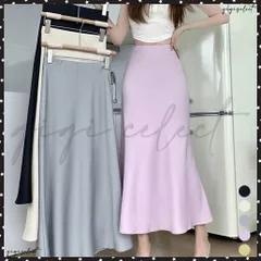  サテンマーメイドスカート ハイウエストとろみスカート 光沢感 エレガントロングスカート 春夏フレアスカート オフィスカジュアル きれいめボトムス 大人かわいい高見え スカート黒 フェミニン お洒落 韓国ファッション