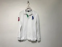 本物ポロラルフローレンPOLO RALPHLAURENコットンビッグポニーロゴ刺繍長袖ポロシャツメンズサーフアメカジミリタリーストリートスケーターワークビジネススーツモードゴルフドレスバイカー白ホワイトL