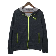 PUMA プーマ 秋冬 裏起毛★ ジップ パーカー フーディー スポーツウェア Sz.L メンズ 灰