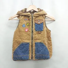 ◇ ⊇ CASTELBAJAC リバーシブル コーデュロイ 迷彩柄 キッズ ノースリーブ ジャケット サイズ120 ブラウン 男の子 E  【1412260007160】