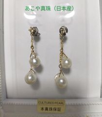 あこや真珠のクレオパトラ珠のチタン製のピアス