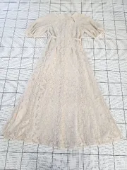 ◇ Θ LILLIAN CARAT リリアンカラット レース 半袖 ロング丈 フレア ワンピース サイズ1 ベージュ系 レディース E  【1508060003515】