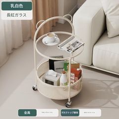 サイドテーブル 耳のような持ち手付 かわいい おしゃれ 円形 大きな収納スぺ－ス付き カラーバリエーション 半透明のテーブルの色 ブラウン クリア 骨組みの色 ホワイト リビング ダイニング 寝室 ソファ脇 キャスター付き