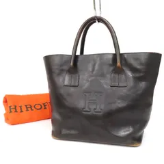 美品 ヒロフ トートバッグ レザー ブラック パフータ シボ革 ゴールド金具 HIROFU / ヒロフ Furohi 牛革 カーフ シボ革 シュリンクレザー