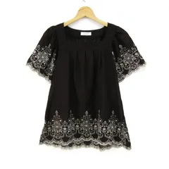 エニィスィス チュニック シャツ トップス 半袖 刺繍 プルオーバーブラウス レディース 2サイズ 茶×ベージュ anySiS 【中古】