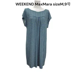 ウィークエンド WEEKEND ワンピース 膝丈 ノースリーブ 総柄 幾何学模様 グリーン M,9号 レディース S5Q701