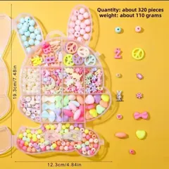 こども ウサギのケース入り ハンドメイド アクセサリー  ビーズ パーツ ブレスレット ネックレス女の子 誕生日 クリスマス プレゼント ギフト