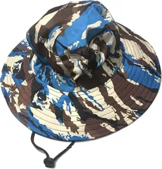 お得！Store 防水 帽子 迷彩 ハット ブーニーハット カモフラ ジャングルハットサファリハット 日よけ帽子 バス釣り おかっぱり 渓流 アウトドア キャンプ ルアーフィッシング(迷彩ブルー系,  58.0 cm)