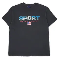 ポロスポーツ POLO SPORT 90s 90年代 ロゴプリントTシャツ MADE IN USA アメリカ製 雪山 ラルフローレン 旧タグ シングルステッチ ヴィンテージ 古着 メンズ カットソー ブラック 黒 L【中古】