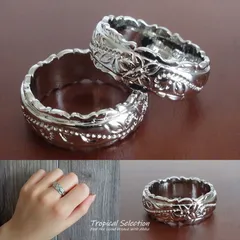 シルバー プルメリア＆スクロール 伝統 ハワイアン ジュエリー リング