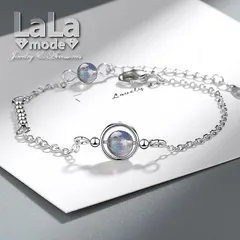 ブレスレット レディース ムーンストーン 月光石 月長石 シルバー 925 リンクチェーン プラチナ ロジウム仕上げ アレルギー対応 シルバー 30代 40代 50代 華奢 送料無料 韓国 ファッション プレゼント 人気 シンプル アクセサリー ジュエリー