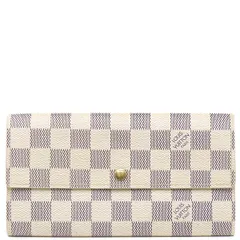 ルイヴィトン LOUIS VUITTON 長財布 ポルトフォイユ サラ ダミエアズールキャンバス レザー ダミエアズール ゴールド金具 白  N61735 MB2017 【箱】【中古】