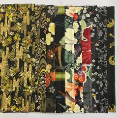 和柄 キルトゲイト  ハンドメイド パッチワーク 黒系 10枚セット ハギレ 1