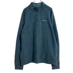 Columbia ロゴスウェット トレーナー L くすみブルー コロンビア ハーフボタン プルオーバー 古着卸 アメリカ仕入 a612-8146