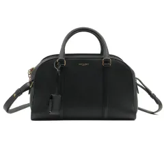 Saint Laurent(サンローラン) ブラック カーフレザー 金具 ロック ベビー ダッフル 2WAY ／ 655008