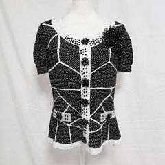 NOKO OHNO 半袖カーディガン 花柄装飾 ブラック系 38 - メルカリ
