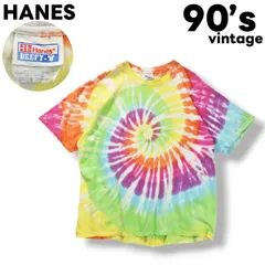 90s ヴィンテージ ヘインズ HANES タイダイ柄 Tシャツ クルーネック カットソー 丸胴 XL 総柄 マルチカラー ストリート アメリカン カジュアル ウェア ルーズ ビッグシルエット オーバーサイズ メンズ