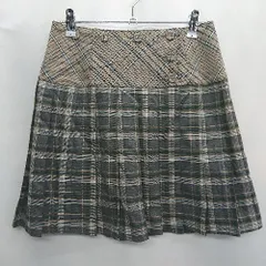 ◇ REDYAZEL レディアゼル チェック柄 ミニ丈 フレア スカート サイズM(02) ベージュ グレ－ レディース E  【1407180027671】