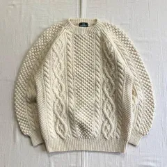 〜90s　vintage　3D編みニット　セーター　肉厚　フィッシャーマンニット　アランニット　ニューウール　L　Y2K　C-BOY