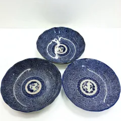 古伊万里 印判染付皿 印判皿 7枚セット 微塵唐草 印判皿 膾皿 明治時代 骨董 アンティーク器 印判皿 染付皿 和食器通販「暮らしの古民具・器