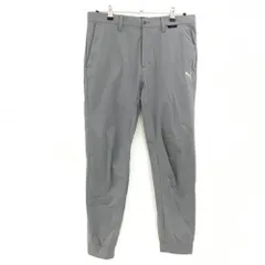 【超美品】プーマ ジョガーパンツ グレー×黒 ウエスト後ろゴム 立体ロゴ メンズ L ゴルフウェア PUMA