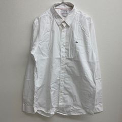 LACOSTE 長袖シャツ ホワイト 無地 銀ワニF0478 SLIM FIT STRETCH【メンズL】