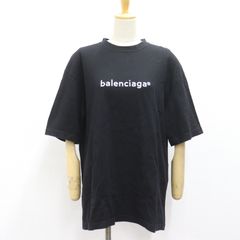 ITKKNMRGYZRG BALENCIAGA バレンシアガ 胸ロゴ プリント コットン Tシャツ 半袖 トップス ブラック 黒 メンズ サイズ M