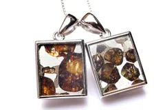 シルバー925 パラサイト隕石　12x10mm　スクエア ペンダントトップ 1個売り  パワーストーン 天然石 _PRG1425
