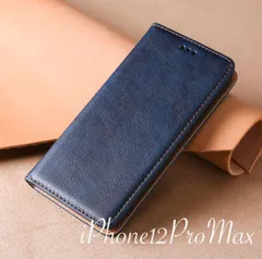 iPhone12ProMax ケース 手帳型 ネイビー 紺 12ProMax