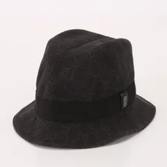 ■美品■グッチ■GGキャンバス サファリ ハット バケット 帽子 ブラック シルバー ロゴ プレート 人気 流行 おしゃれ メンズ BGB 0427-1G16【中古】のサムネイル