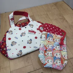 S93694 ペコちゃん   ハンドバッグ セカンドバッグ ハンドメイド ボトルカバー ポーチ 2点セット 鞄 まとめ 美品